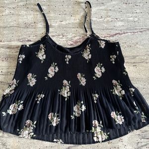 Abercrombie Fitch Shirt Small S Blue Tank Top Floral Lined Lightweight Womens